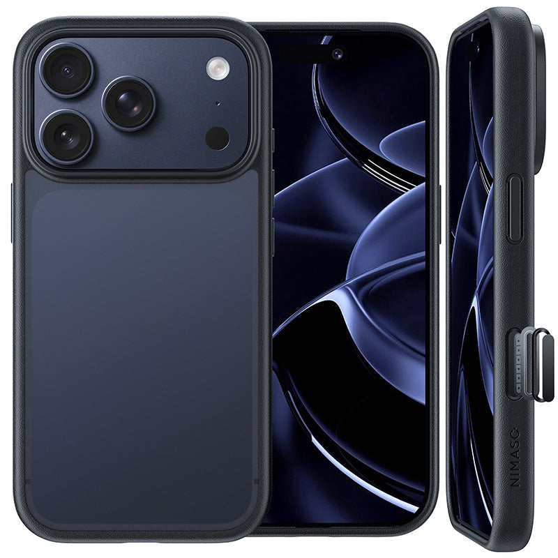 NIMASO 适用于 iPhone 17/Pro/Pro Max/Air 的手机壳，半透明，防震，无线充电，带挂绳孔（黑羽系列） 