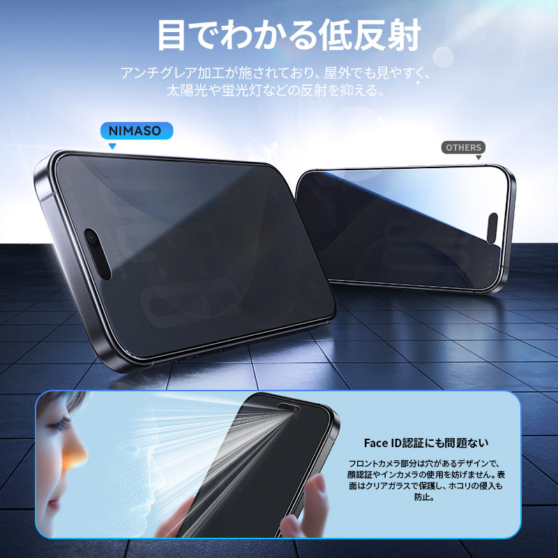 NIMASO 二合一防眩光 + 隐私钢化玻璃屏幕保护膜适用于 iPhone 17/Pro/Pro Max/Air，防震带导框（1 个屏幕） 
