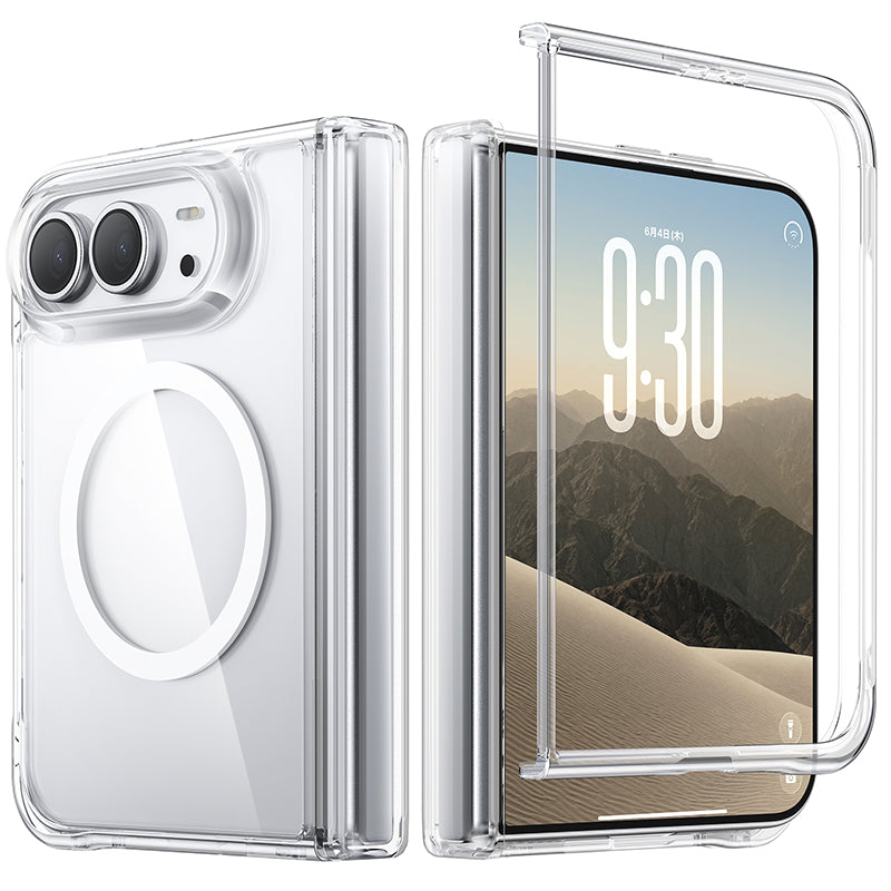 【予約販売】【氷星シリーズ】クリアケース MagSafe対応 折りたたみiPhone Duo用 黄ばまない 高い透明度 耐衝撃 分離式フロントバンパー カメラレンズ・スクリーン保護