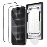 NIMASO 适用于 iPhone 17/Pro/Pro Max/Air 的钢化玻璃膜（Bari-Raku Box），具有全面保护、黑色边框和自动除尘引导框（2 件装） 