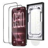 NIMASO 适用于 iPhone 17/Pro/Pro Max/Air 的钢化玻璃膜（Bari-Raku Box），具有全面保护、黑色边框和自动除尘引导框（2 件装） 