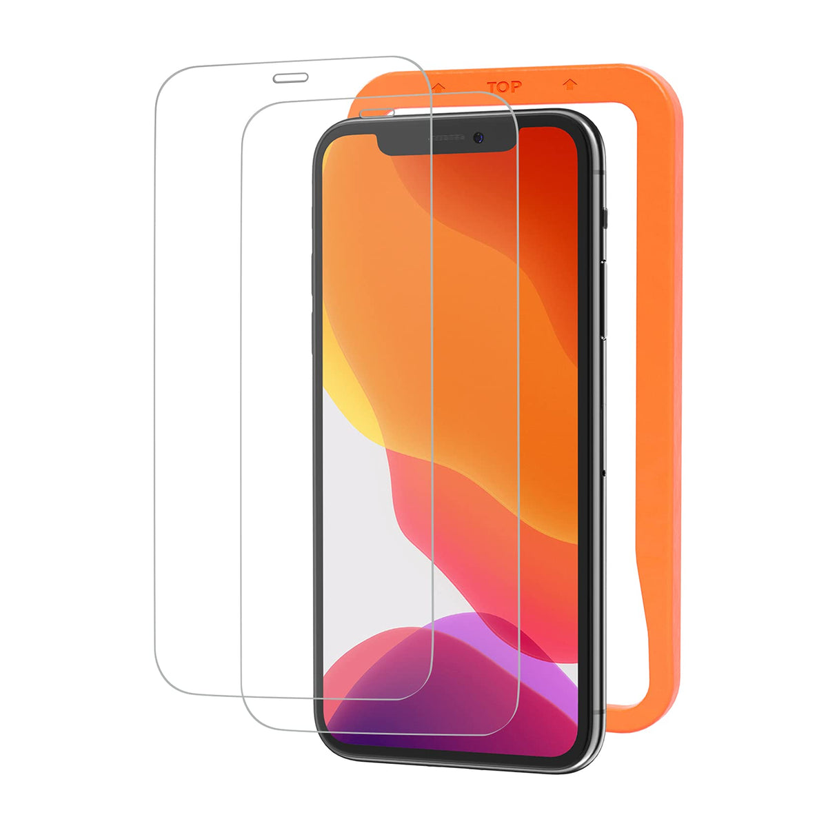NIMASO ガラスフィルム iPhone 11/11 Pro Max/XR/XS Max用 高光沢 ガイド枠付き 2枚入り