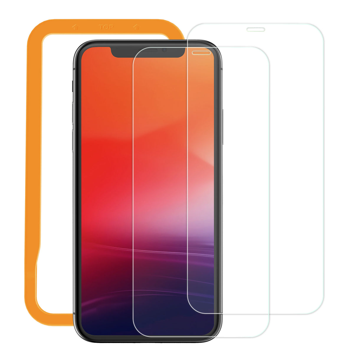 NIMASO ガラスフィルム iPhone 11/11 Pro Max/XR/XS Max用 高光沢 ガイド枠付き 2枚入り