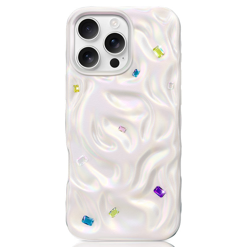 NIMASO iPhone 16 Pro/Pro Max用ウェーブケース 光沢 MagSafeアクセサリー対応