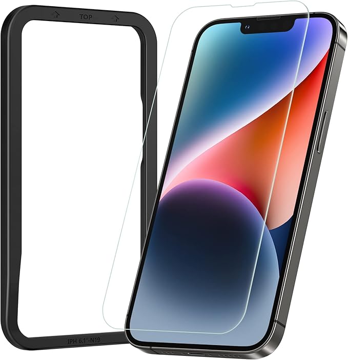 NIMASO iPhone 16e/14 Pro Max/14 Pro/14 Plus/14/13 Pro Max/13 Pro/13 mini/13 強化ガラスフィルム 黒縁なし ガイド枠付き【2枚/1枚】