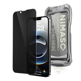 NIMASO iPhone 16e/14/13 Pro/13 Anti-Peep Glass Film Privacy Protection with Automatic Dust Removal Guide Frame [2 Sheets] 