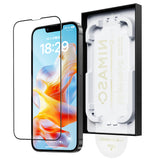 NIMASO iPhone 16e/14/13 Pro/13 "Vari-Raku Box" Tempered Glass Film with Guide Frame, No Black Border [2 Sheets] 