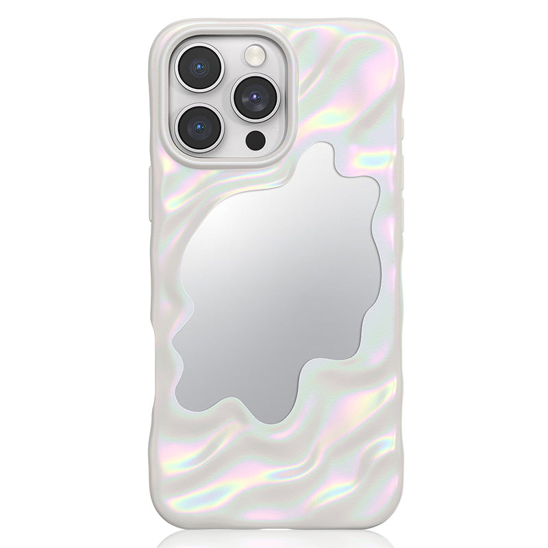 NIMASO iPhone 16 Pro/Pro Max用ミラー付きウェーブケース MagSafeアクセサリー対応