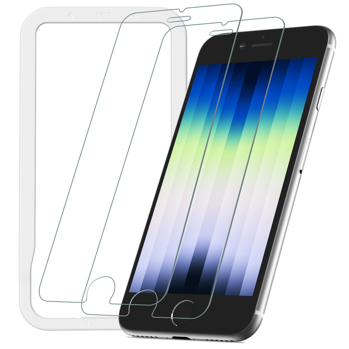 NIMASO ガラスフィルム iPhone SE2/SE3用【割れにくい】高光沢 ガイド枠付き2枚入り