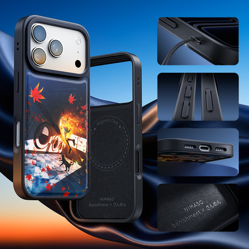 【コラボ】NIMASO x banishment x さんめん「秋に迷い込む女子高生と猫」iPhone 17/Pro/Pro Max/Air スマホケース MagSafe対応